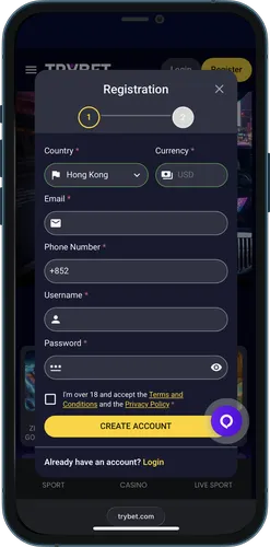 TryBet Casino register